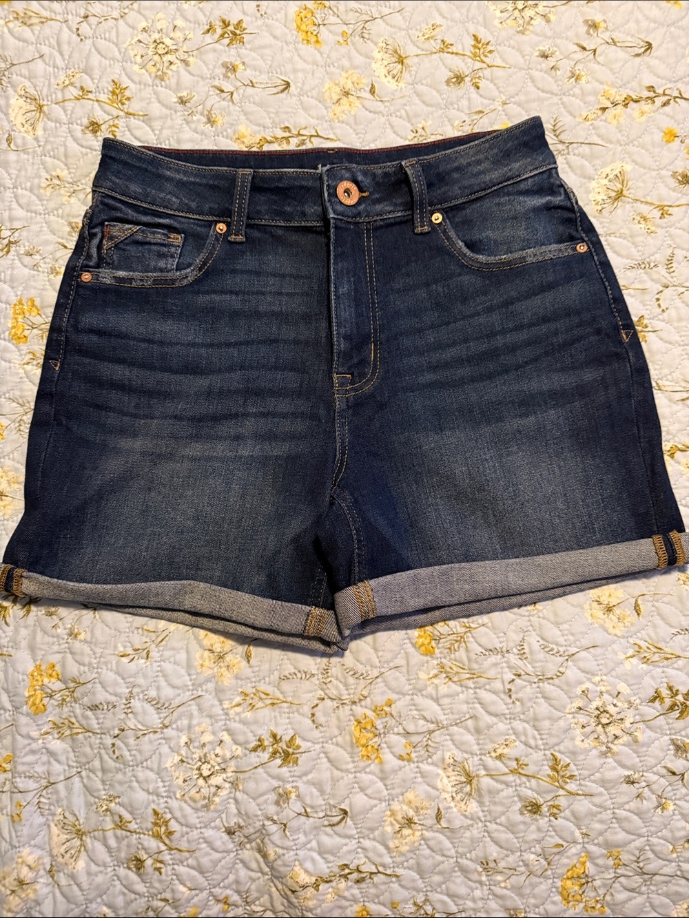 Maurices Dark Indigo Rolled Hem Denim Shorts